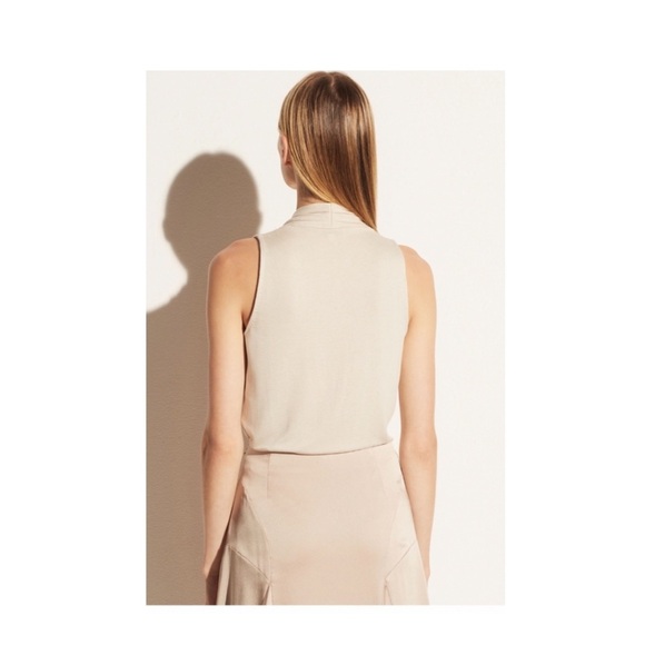Vince Draped Neck Bodysuit in Sand. - Picture 2 of 7